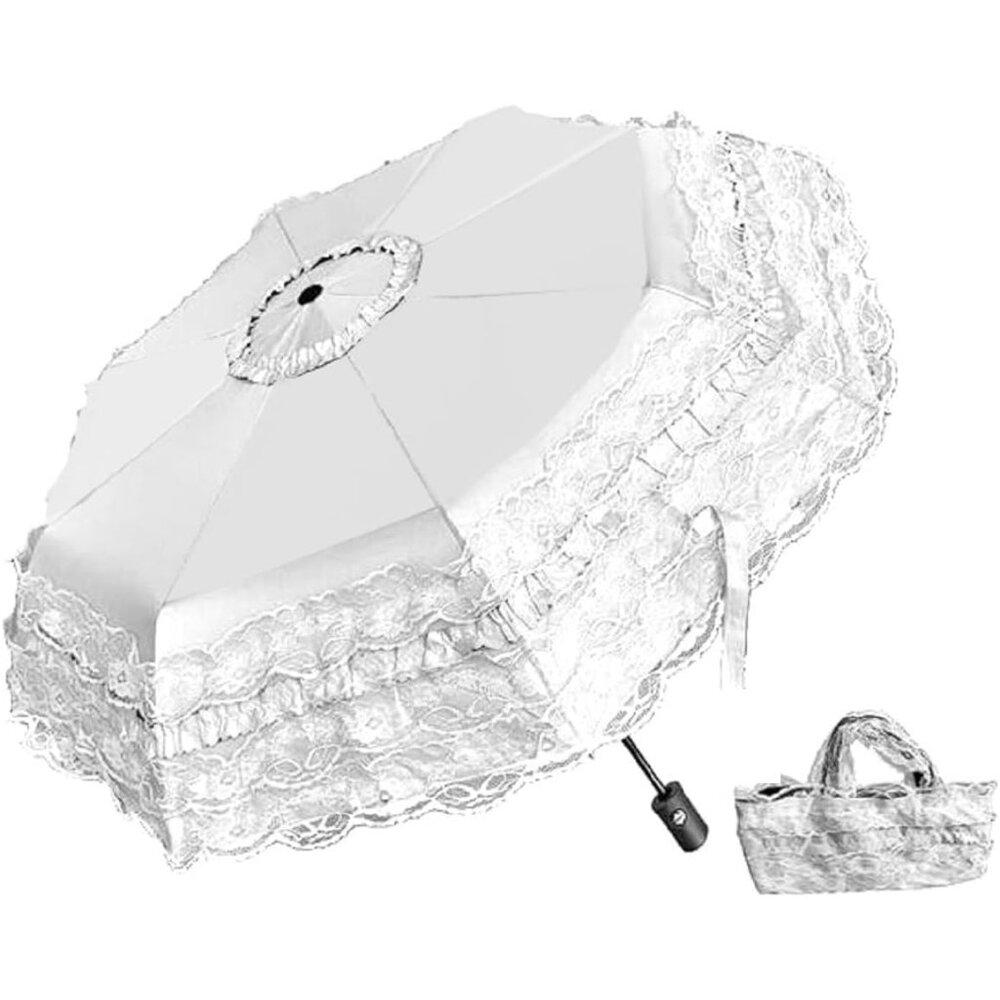 Foldable Travel Umbrella Compact UV Resistance Princess Lace Parasol Umbrella Su